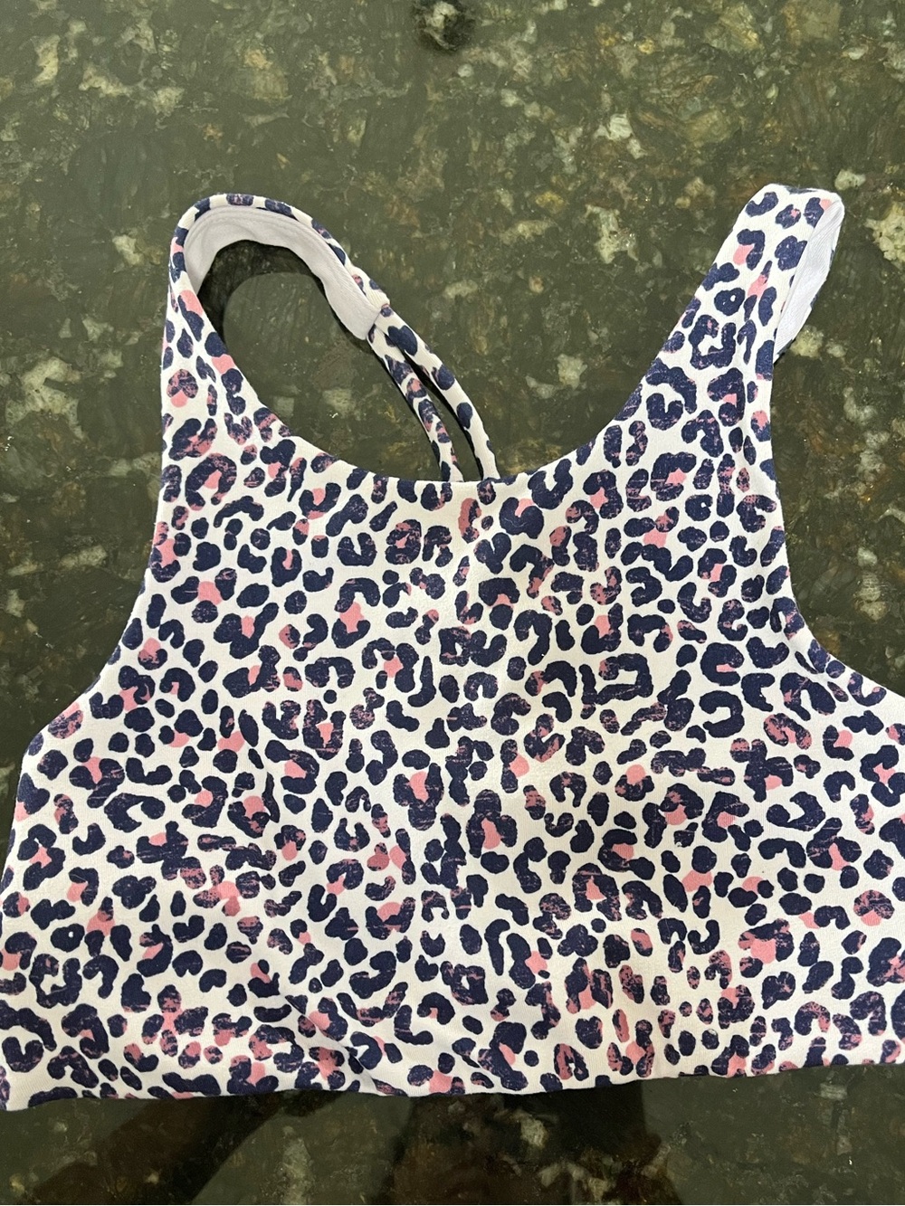all in motion Sports Bra Top with Navy and Pink Leopard Print size 8